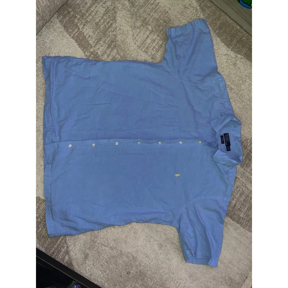 Polo Ralph Lauren Curham Classic Fit Blue Short Sleeve Shirt XLT Tall Mens